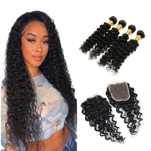 Free Gift 4x4 Deep Wave Cuticle Aligned Virgin Human Hair HD Lace Closure Brazilian Human Hair Transparent Lace Closure