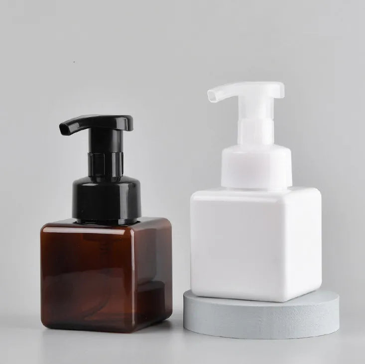 Refillable Pump Bottle 8oz 250ml PETG square Plastic Bottle with Foaming Soap Dispenser