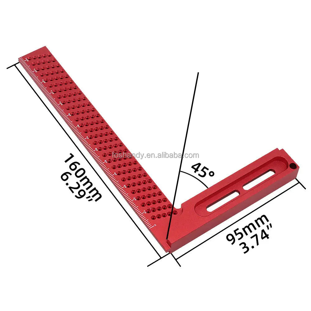 Precision DIY Woodworking D-Type Scribing Ruler Tool Square Aluminium Frame Bevel Square Ruler OEM/ODM Customizable