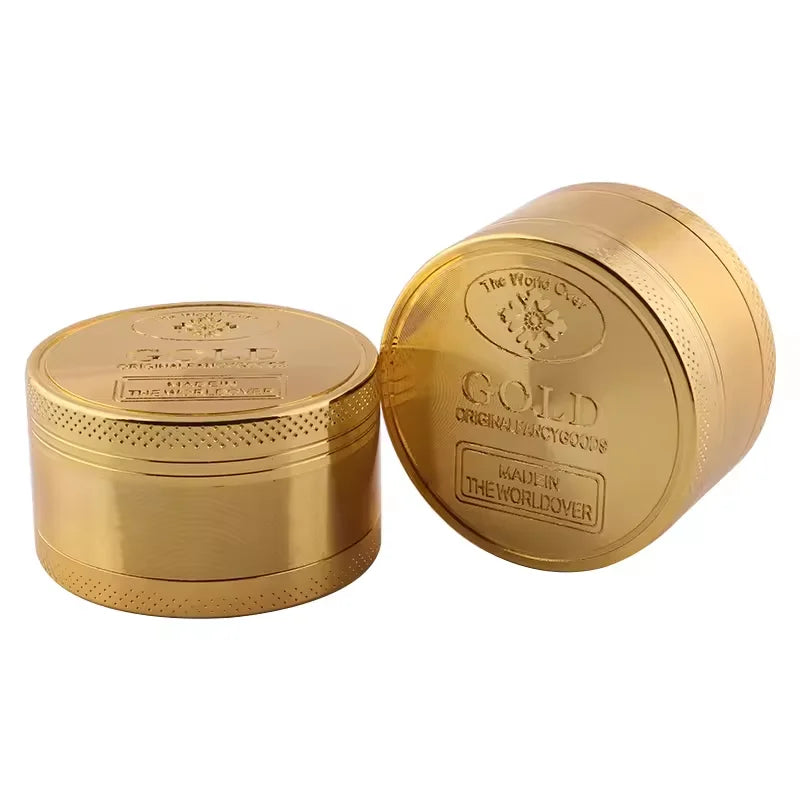 Yiwu Erliao New 50mm 3layer Herb Grinder Wholesale Custom Herb Spice Grinder Gold Color Zinc Herb Grinder