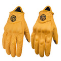 Vintage Genuine Leather Perforated Motorbike Gloves Men Women Retro Summer Breathable Motorcycle Motocross Racing Street Gloves