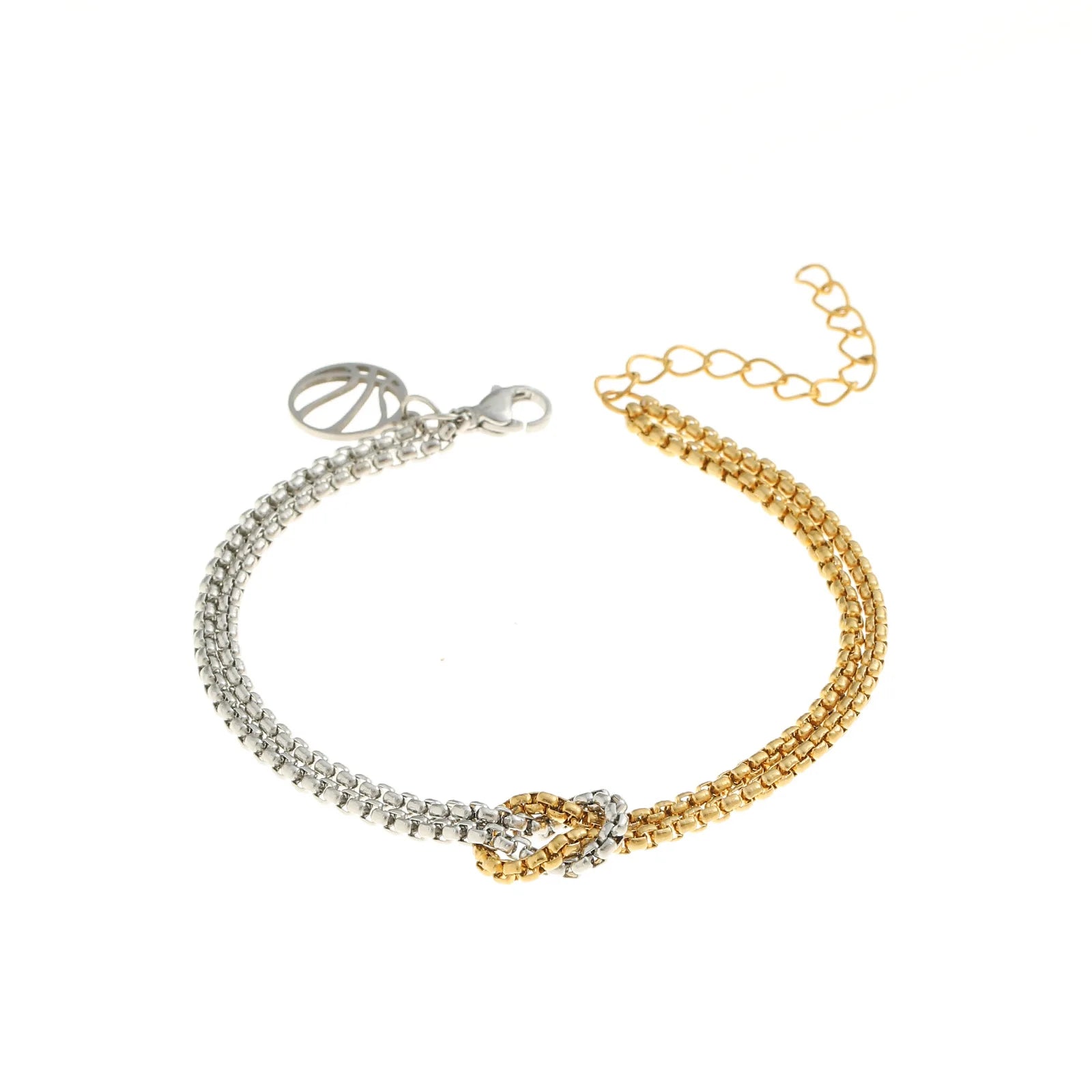 Wholesale Stainless Steel Double Layered Chain Bracelet Hypoallergenic 18K Gold Basketball Charm Bracelet Jewelry for Men