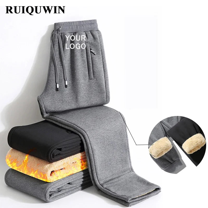 RUIQUWIN Wholesale New Mens Thermal Fleece Lined Elasticated Sport Joggers Winter Thick Trousers Sweatpants Men's Casual Pants