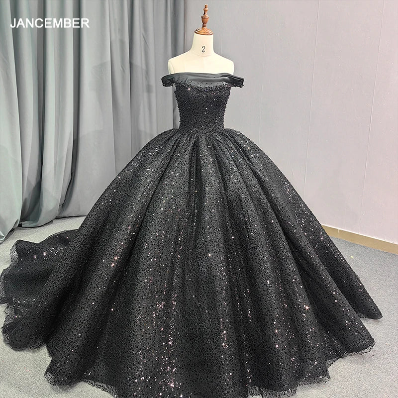 New Black Evening Dresses Floor Diamonds Shine One-Piece Collar Long Evening Gowns Pleat Prom Dress 6679