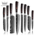 Grandsharp Japanese Kitchen Knives Set Multifunctional Cooking Knife High Carbon Stainless Steel Knife Sets Pakkawood Handle
