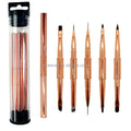 Professional Salon 5pcs Set Double Side Metal Handle Nail Art Air Brush Painting Pen Builder Gel Acrylic Nail Brush Set
