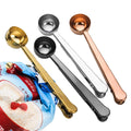 Long Handle Spoon Coffee Scoop Clip 2-in-1 Stainless Steel Coffee Measuring Spoon With Sealing Clips