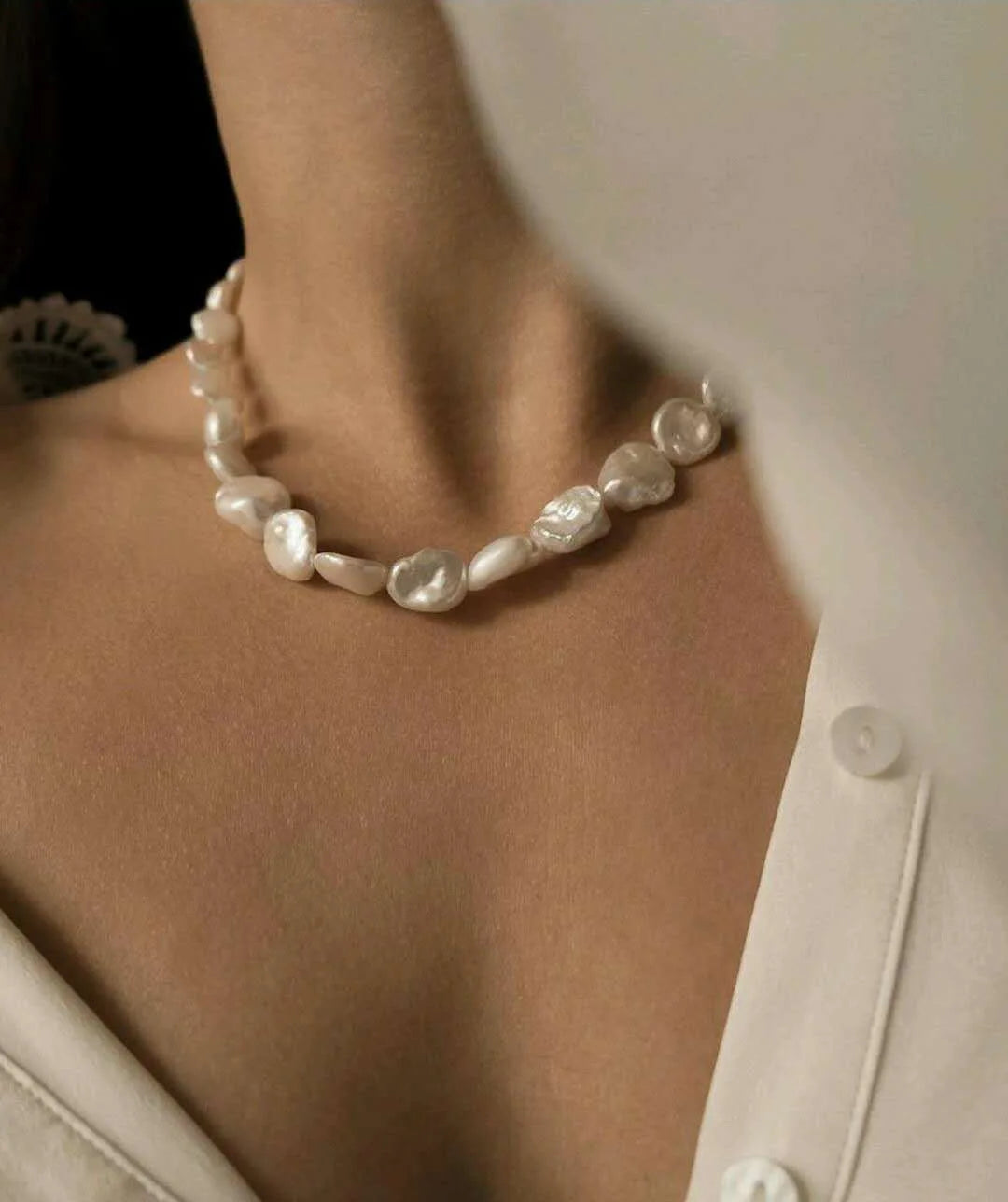 Natural Baroque Pearl Choker Necklace Women Jewelry Freshwater Pearl Chain Necklace