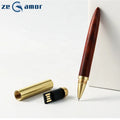 Zeamor High Grade Logo Custom Flash Drive Card Metal 2-in-1 Wood USB Pen