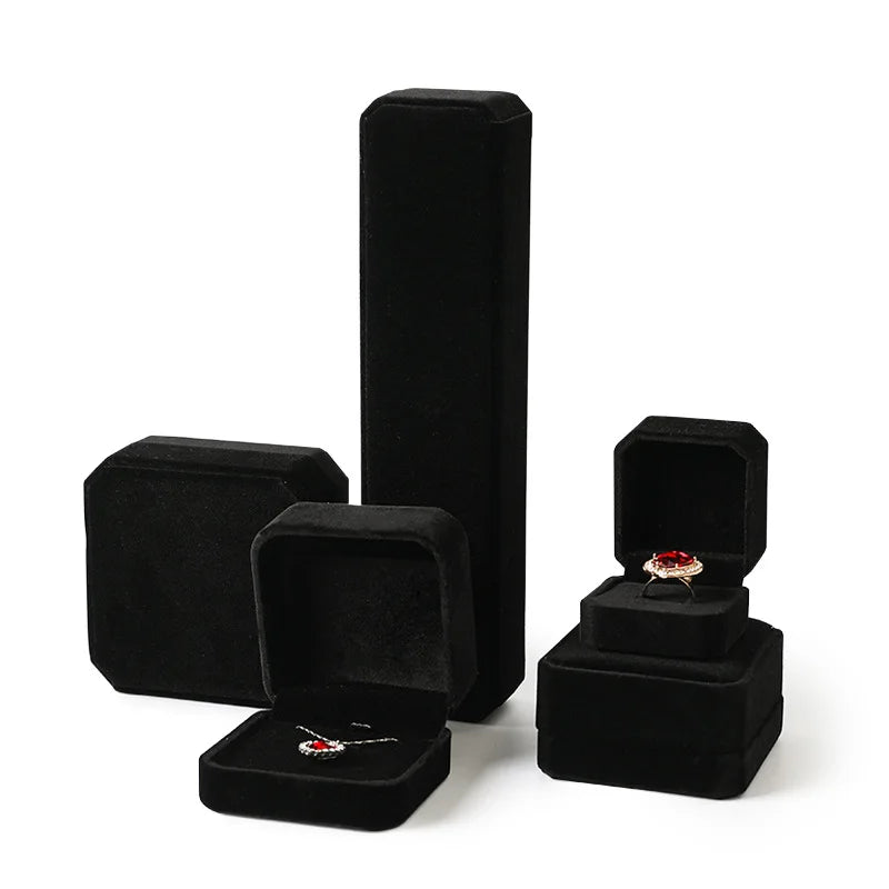 10 Colors Black Velvet Jewelry Boxes for Ornaments like Rings Necklaces Bracelets Pendants Bangles Stud Earrings Packaging