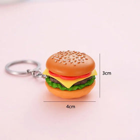 Wholesale Creative Hamburger Resin Key Chain for Friend Gift Cute Simulation Food Bag Pendant Accessory Keychain Car Keychain