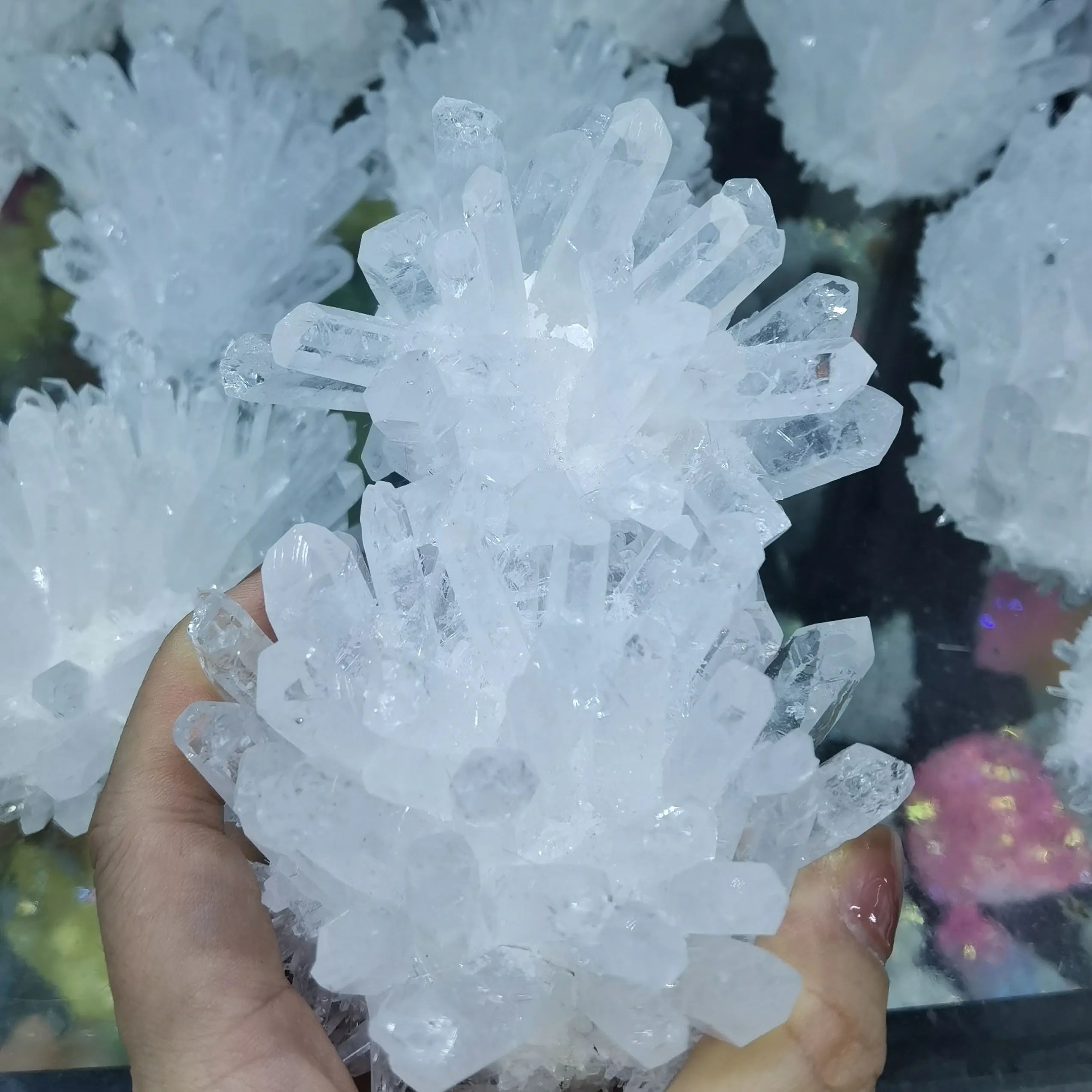 Angel Aura Clear Quartz Cluster Natural Crystal Cluster Aura White Crystal Cluster for Decoration