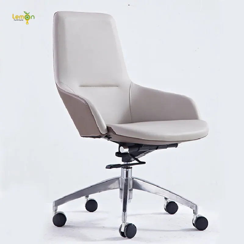 Middle Back Adjustable Modern Furniture Functional Black PU Glides Office Chair