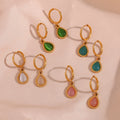 Colorful Water Drop Opal Jewelry Set Gold Plated Waterproof Stainless Steel Link Chain Necklaces for Gifts Wholesale