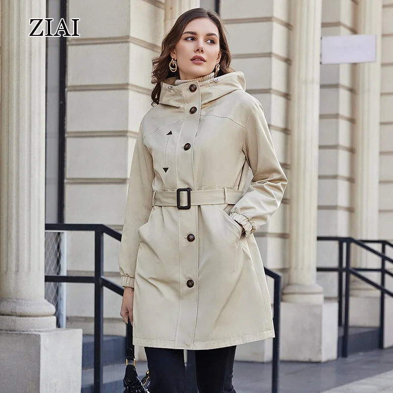 New Woman Spring Jacket Ladies Trench Coat Color Custom Trench Coat With Belt Ladies Trench Coat