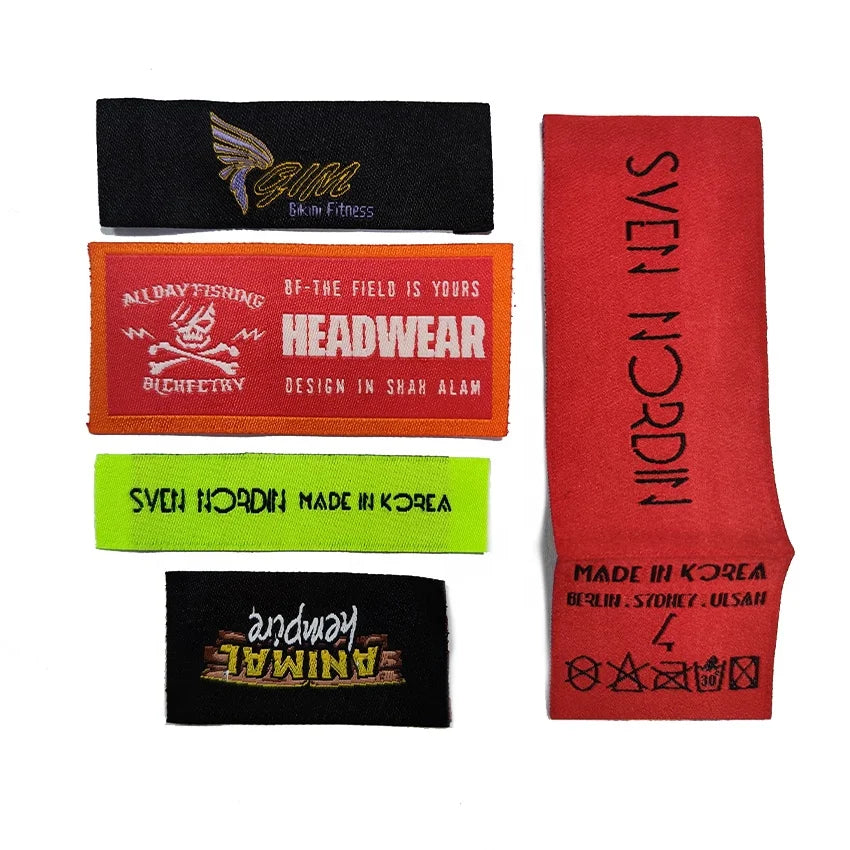 Custom Logo Eco-Friendly End Fold Shirt Hoodie Hat Collar Labels Woven Fabric Cloth Neck Label