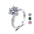 18K White Gold Plated 3 Carat Moissanite Diamond 925 Sterling Silver Party Rings with Six Prong Sparkling Gemstone for Women