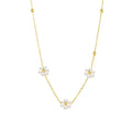 SC No Fade 14K Gold Plated Stainless Steel Thin Chain Necklace Teen Girls Summer Sweet Pearl Flower Choker Necklace Bracelet