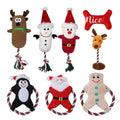 Santa Claus Snowman Deer Squeaky Chew Toys Interactive Plush Pet Toy with Rope for Christmas Wholesale Dog Chew Toys