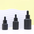Matte Frosted Black Glass Bottle Packaging Unique 30ml 1oz Glass Serum Oil Bottle with Dropper