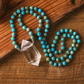 Imperial Jasper Mala Bead Classic Style Clear Crystal Quartz Double-Point Chakra Pendant for Prayer & Wedding Gift Necklace