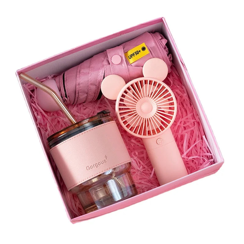 Birthday Wedding Gifts for Women Bridesmaid Proposal Luxury Mug Hand Fan Business Gift Women Gift Set in Box