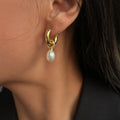Dazan New 18k Gold Plated Unique Hypoallergenic Stainless Steel Vintage Bulb Natural Pearl Pendant Earrings for Banquet Women