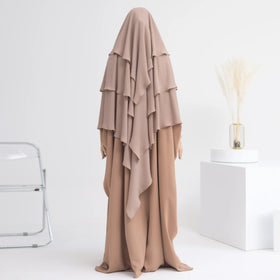 Wholesale New Arrival Eid Plus Size Islamic Clothing Muslim Women Jilbab Prayer Butterfly Sleeve Abaya Dress and 3 Layers Khimar