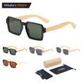 2024 Wholesales Custom Logo Wooden Sunglasses Men Vintage Retro Sunglasses Square Polarized Wood Sunglasses