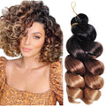 12 24 Inch Brown Ombre Curly Synthetic Loose Wave Crochet Hair Bouncy Jumpy Short French Curls Braiding Hair for Braids