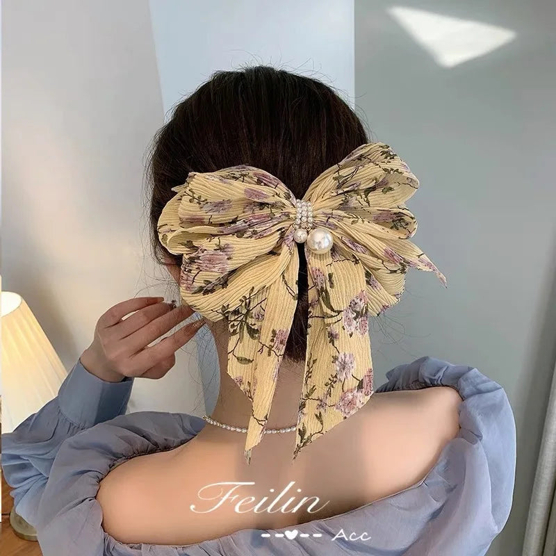 Wholesale Hair Bow Ties Hair Clips Texture Satin Bow Hairpin Girl Hair Accessories for Women Summer Bowknot Hairpins