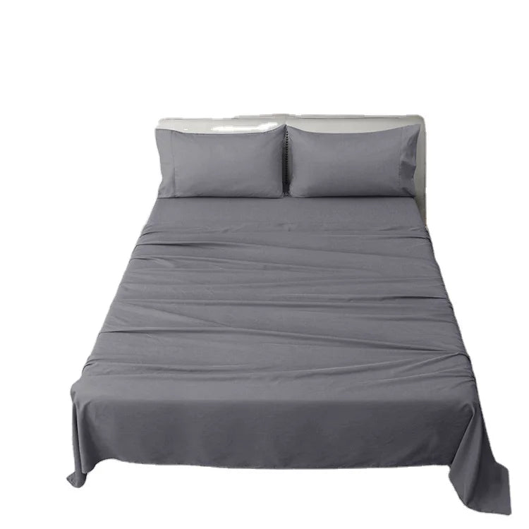 4pcs Polyester Bamboo Bed Sheet Set Microfiber Bamboo Bed Sheet Set Polyester Bedsheet Woven Gray Cooling 10 Cm Top Hem 1 Sets