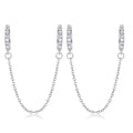 Wholesale Stainless Steel 60mm Link Chain Earrings Hoops Huggie Dangle Long Tassel Chain Earring Cubic Zirconia Double Ear Hoops