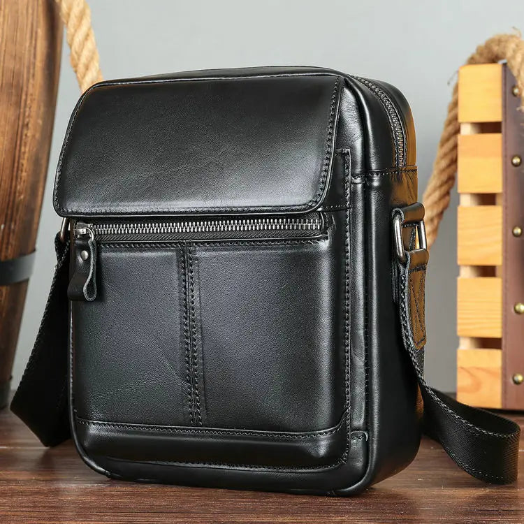 Manufacturer Cow Pouch Genuine Leather Mobile Phone Chest Sling Crossbody Luggage Travel Shoulder Messenger Bag for Men Women