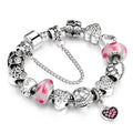 New Arrival Luxury Heart Diamond Pendant Fashion Design Alloy Big Hole Beads DIY Bracelet