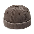 Customized Worn Out Distressed 6 Panel Denim Metal Buckle Made Fitted Brimless Sports Caps Dad Baseball Cap Brown