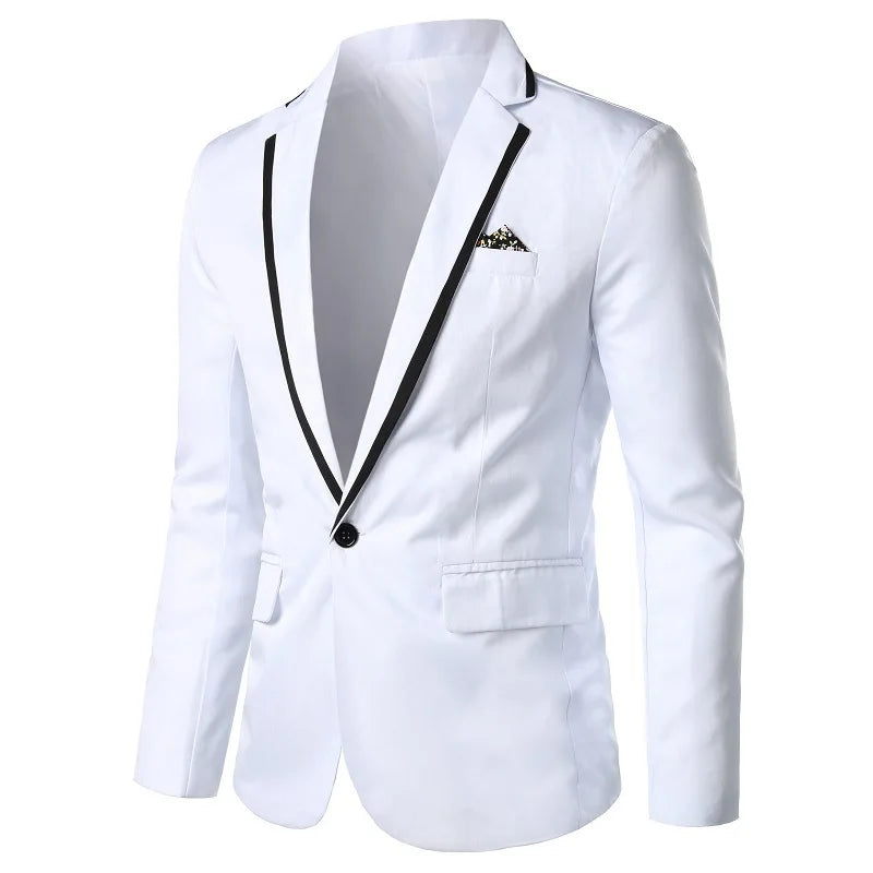 RNSHANGER Autumn Solid Color Men's Single Breasted Suit Jacket Fashion Long Sleeve Regular Length Casual Wear Formal Dress