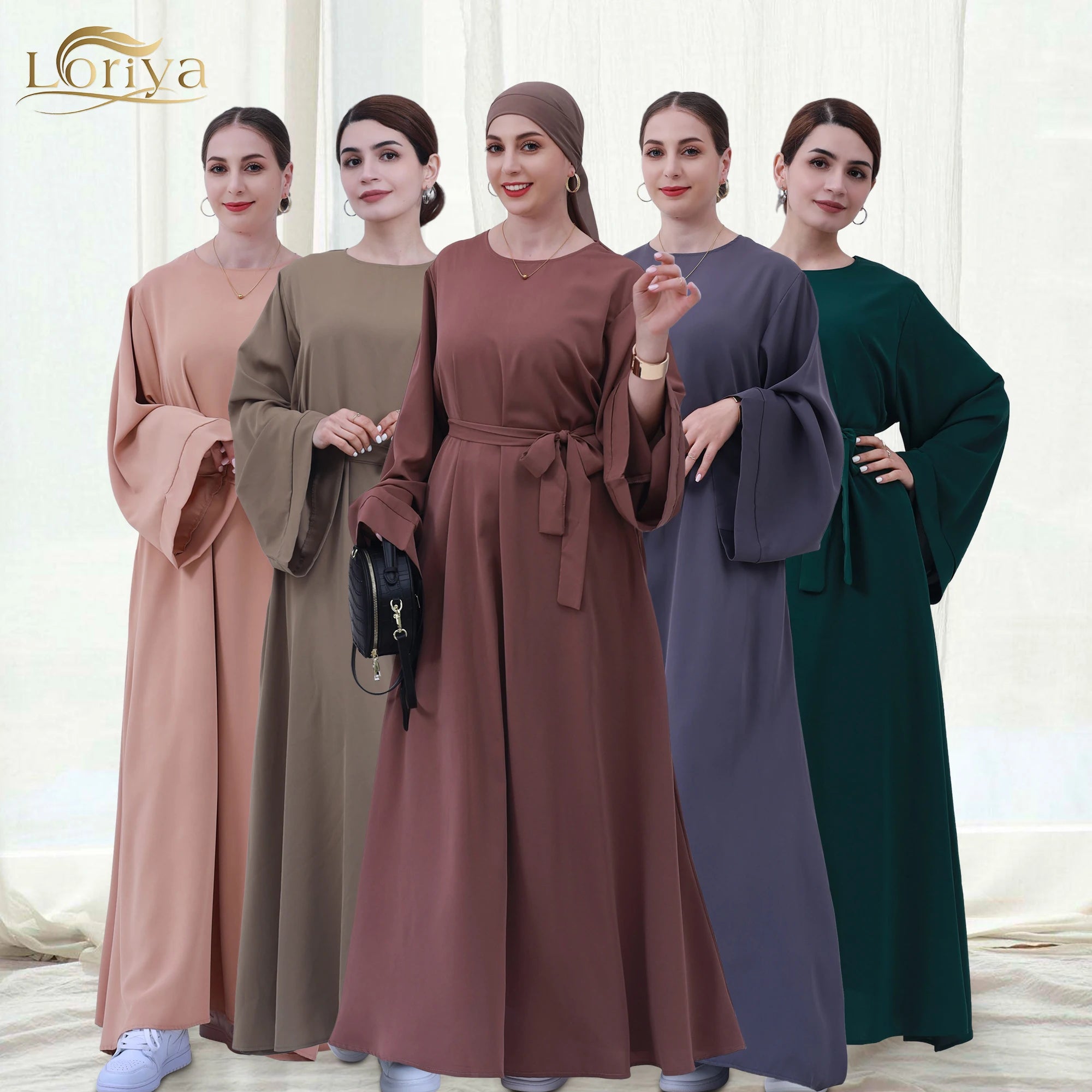 2026 Loriya Wholesale Top Selling Dubai Solid Color Modest Islamic Clothing Abaya Muslim Dresses for Women Abaya Simple Abaya