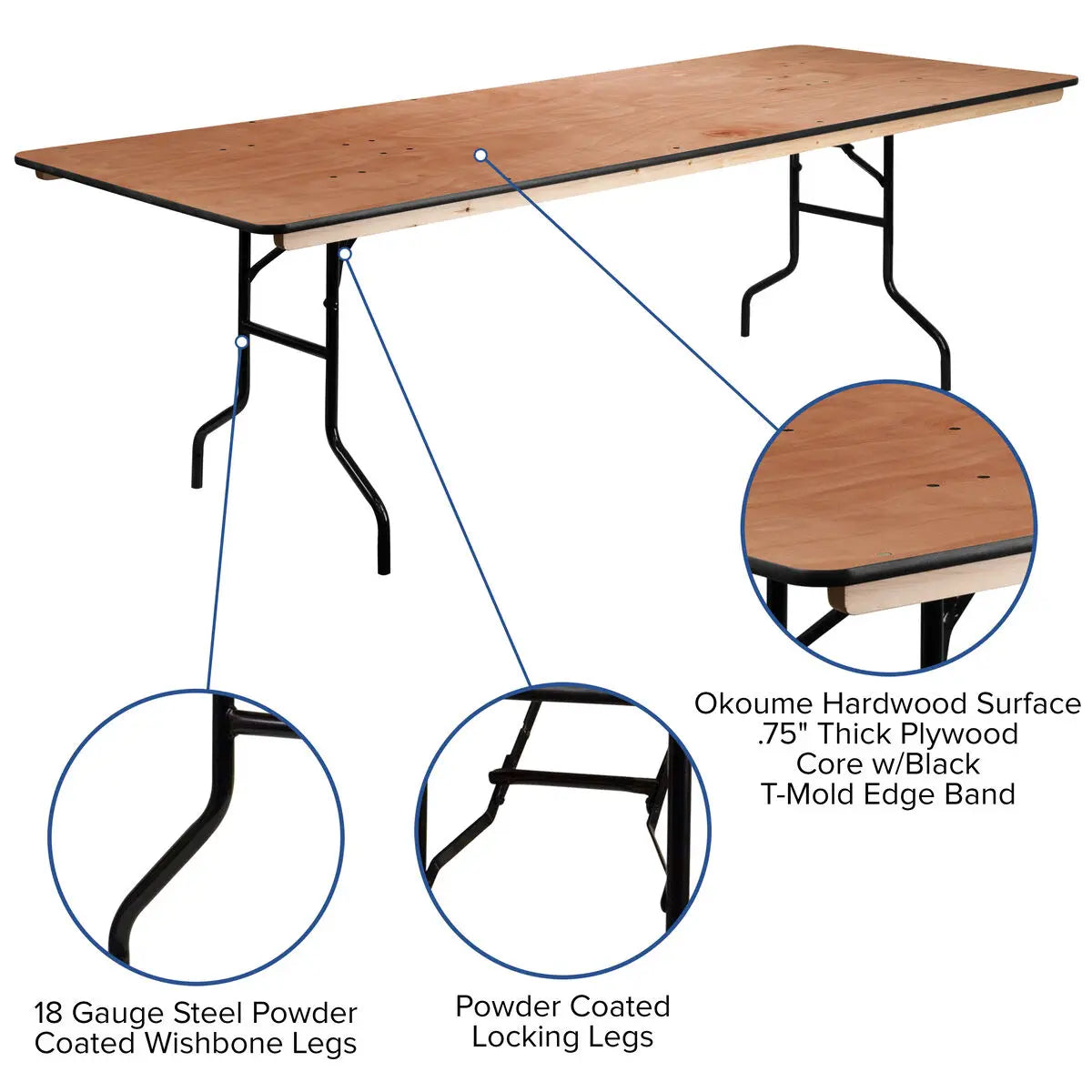 Commercial Dining Room Furniture Wholesale - Folding Party Tables with Cross-Back Chairs for Hotel Restaurant Event Rental