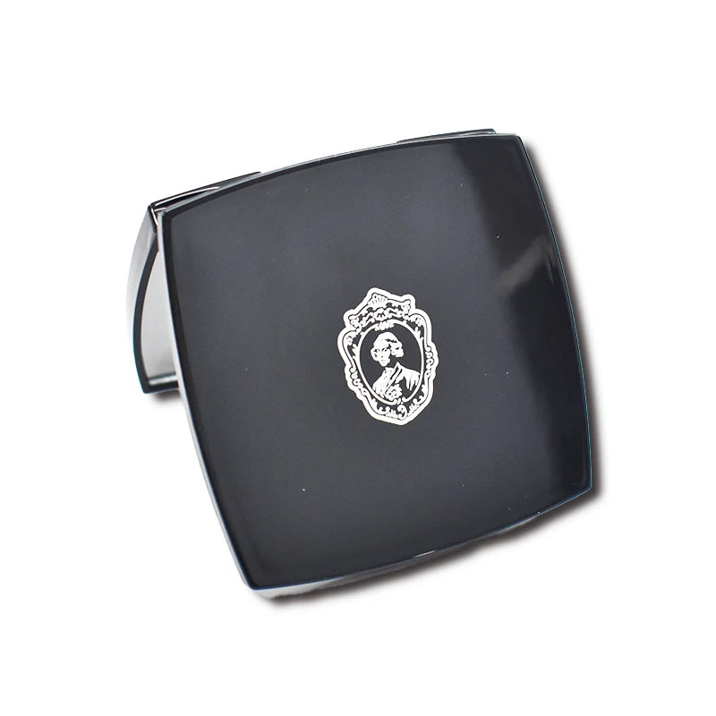 Double-Sided Folding Square Black Hand Mirror Custom Logo White ABS Plastic Magnifying Lighted Silver Finish Desktop Mirror
