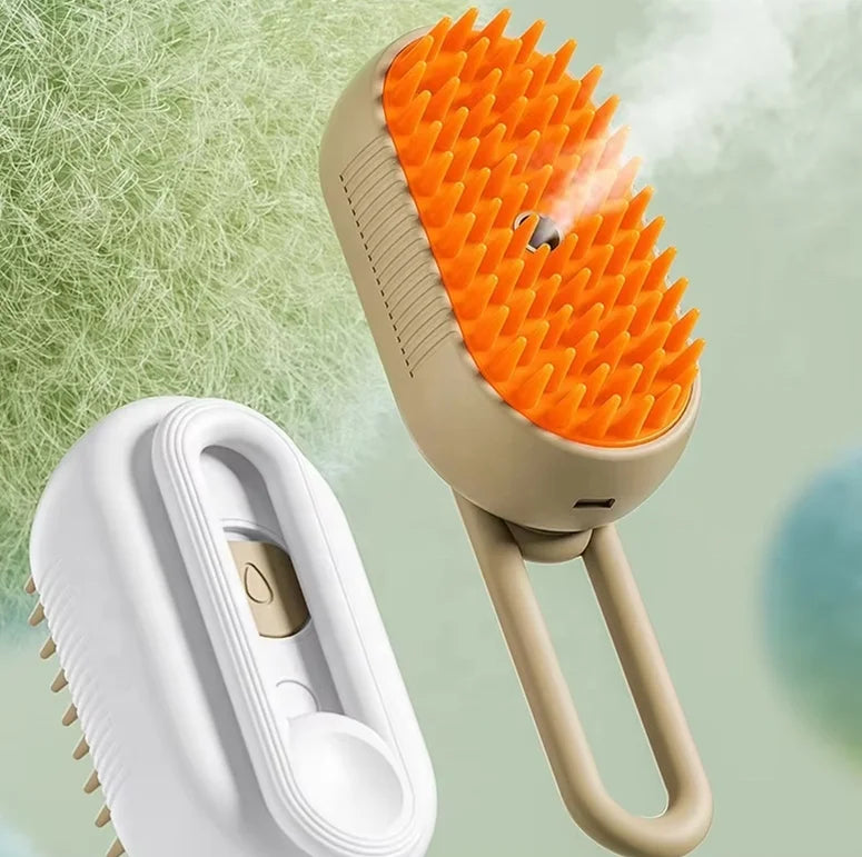2025 Hot New 3 in 1 Rechargeable Pet Hair Removal Brush Pet Spray Massage Comb De-fluffing Cat Combs With Handle Steam Pet Brush