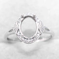 Sterling Silver 7*9mm Semi Mount Ring Empty Frame Blank Support Claw Setting S925 Base Holder Without Center Stone for DIY Inlay