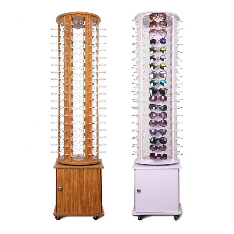 Factory Wholesale Slanted Wooden Sunglasses Holder Custom Color Eyewear Display Stand Eyeglasses Store POP Display