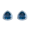 Factory Wholesale Rhodium Plated 925 Sterling Silver Natural London Blue Topaz Stud Earrings for Women Birthday Gift Daily Wear