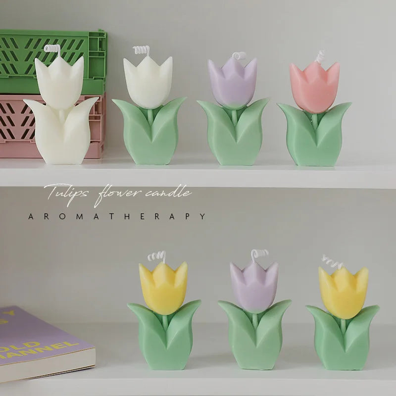 Tulip Flower Shaped Scented Candles Romantic Home Decor Souvenir Wedding Mother's Day Favor Gifts Candle