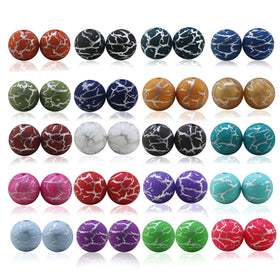 SYBBeads Custom Marble Color Printed Food Grade Silicone Beads for Pens Lanyard 15mm LFGB/CPSIA/EU1935/2004 Certified Wholesale