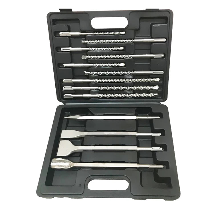 13pcs Kit Set Package Electric Hammer Drill Bits Chisel with SDS Plus Shank for Masonry Concrete Granite Stone Brick