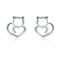 925 Sterling Silver Cute Cat Stud Earrings for Women Small Minimalist Animal Jewelry Hypoallergenic Gift for Her SCE271
