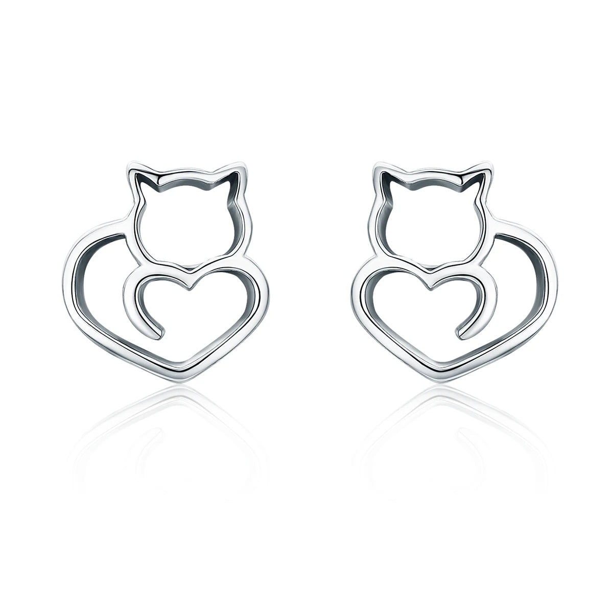 925 Sterling Silver Cute Cat Stud Earrings for Women Small Minimalist Animal Jewelry Hypoallergenic Gift for Her SCE271