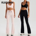 RUIQUWIN Women's Quick Drying Fitness Wear Solid Pattern Flare Leggings Yoga Set OEM Workout Sets for Women